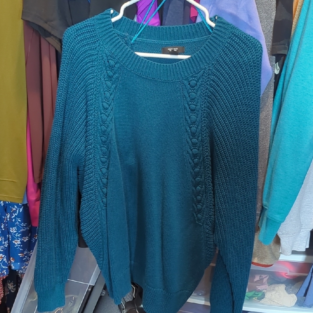Teal Cable Knit Women's Sweater